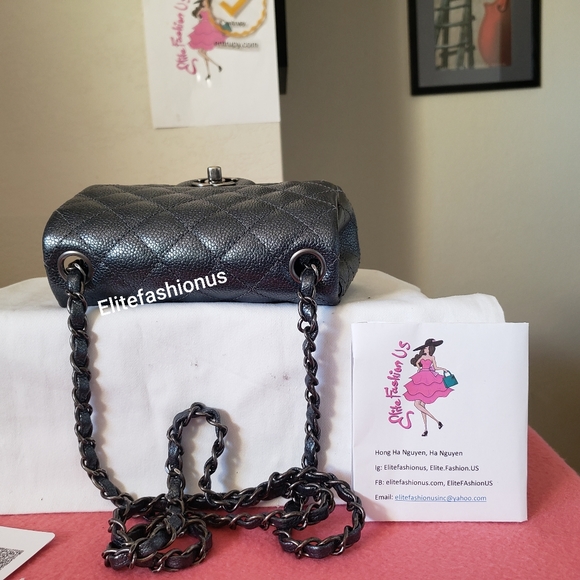 Chanel classic mini square iridescent grey bag - Picture 8 of 12